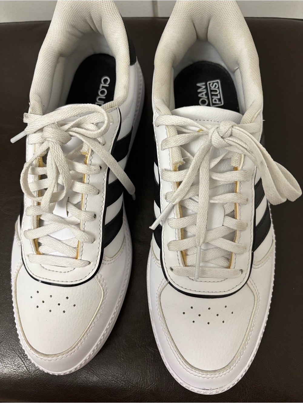 Adidas White Low-Top Sneakers with Black Interior